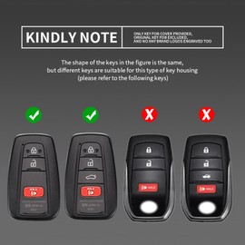 YIJINSHENG - Funda para llave de llave con llavero, carcasa de metal suave TPU de protección completa para Toyota 2016-2023 RAV4 Highlander Camry Corolla Avalon C-HR Prius GT86 Smart Remote Key
