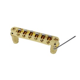 Guyker LP Guitar Tune-O-Matic Roller Saddle Bridge GM005 + Vintage TP-6 Tailpiece Stop Bar Lock Combo Replacement Compatible with Les Paul LP 6 Strings Electric Guitar, Gold