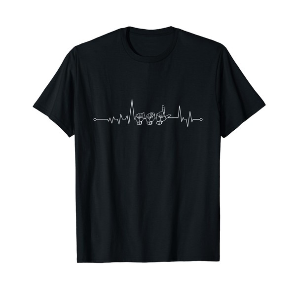ASL Heartbeat American Sign Language Deaf Deaf Community Tee T-Shirt