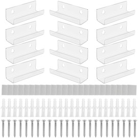 Yoiimiya 12 4-Inch Transparent Acrylic Record Stands - CD Display Stands - Wall-Mounted Album Display - Vinyl Record Wall Hangers - Size: 10 * 3.5 * 3cm