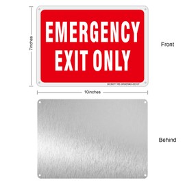 2 Pack Emergency Exit Only Signs, 10x7 Inches Aluminum Emergency Exit Sign, UV Protected, Durable, Weatherproof, Easy to Install, Indoor/Outdoor Use