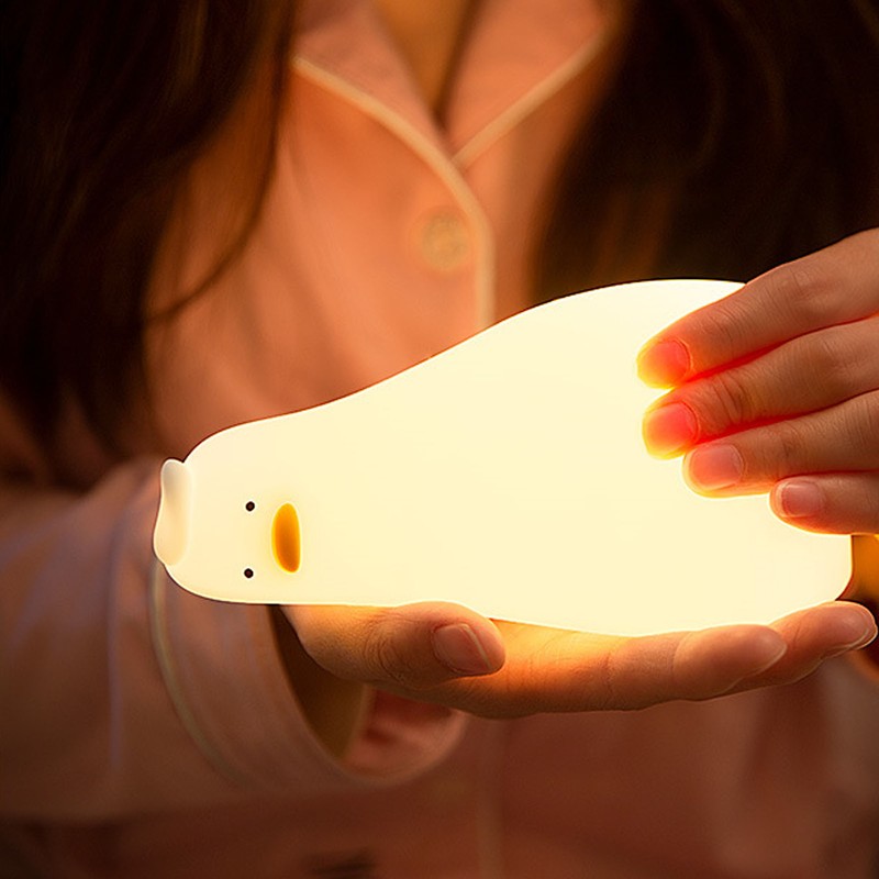 LED Night Light Cute Lying Duck Shape Soft Silicone Soft