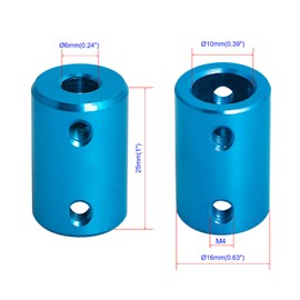 Aopin 6mm to 10mm Rigid Coupling Set Screw Shaft Stepper Motor, Length 25mm/1" Motor Coupler Connector Rigid with Screw for 3D Printer, RC Robot, Car Model Shaft, CNC Machine, DIY Encoder, 4pcs
