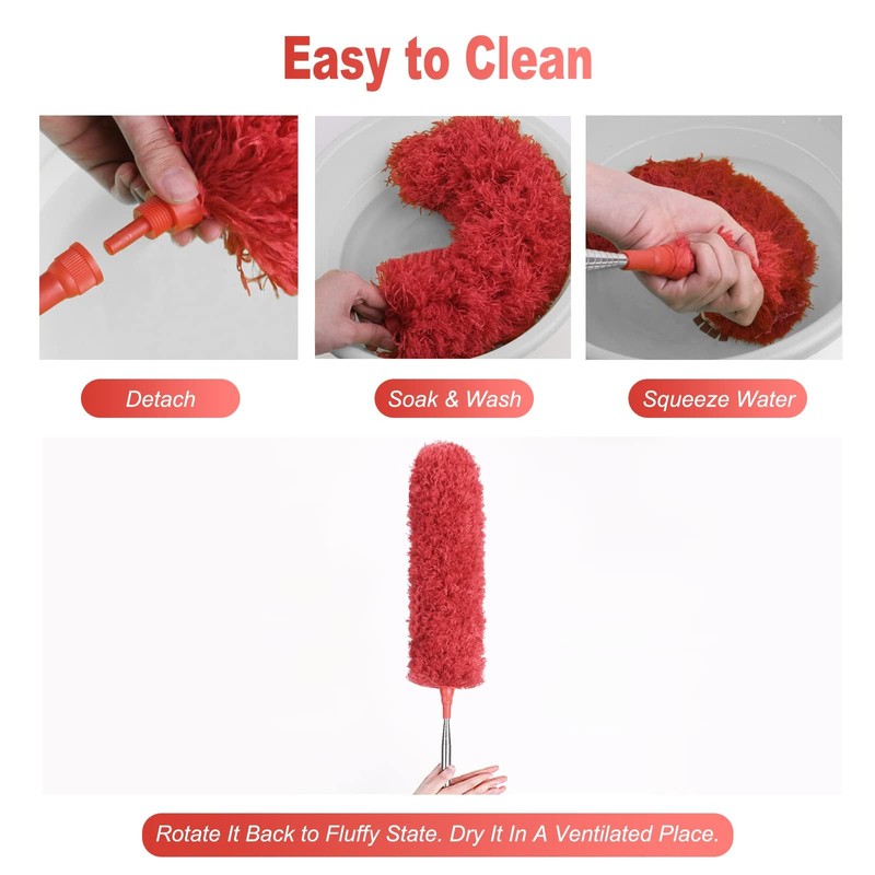 OFFCUP Extendable Feather Duster, Microfiber Duster with Extra Long 100
