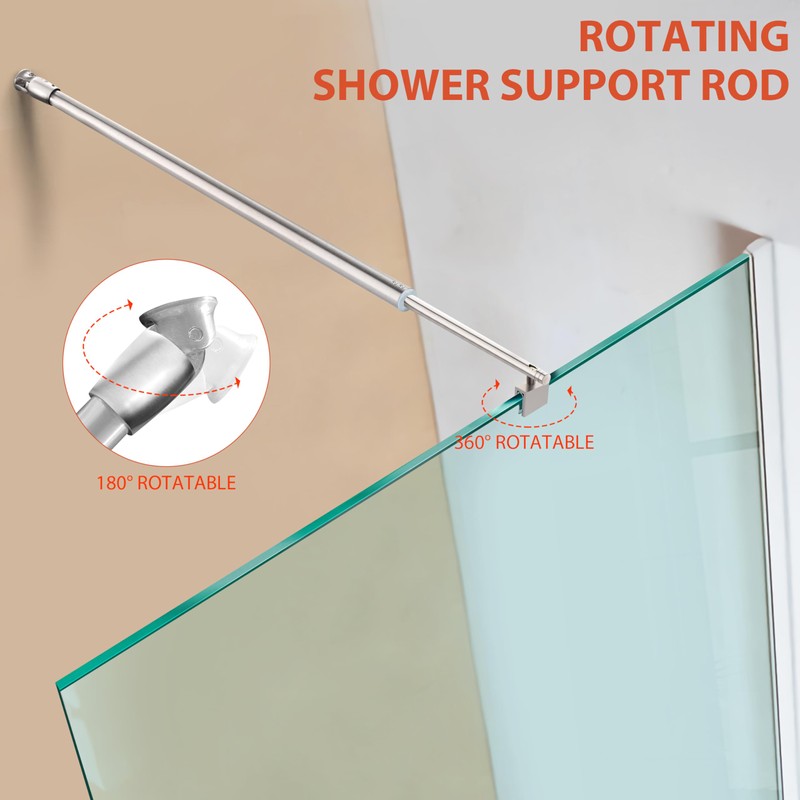 Shower Door Support Bar, Fix Frameless Shower Door Panel for