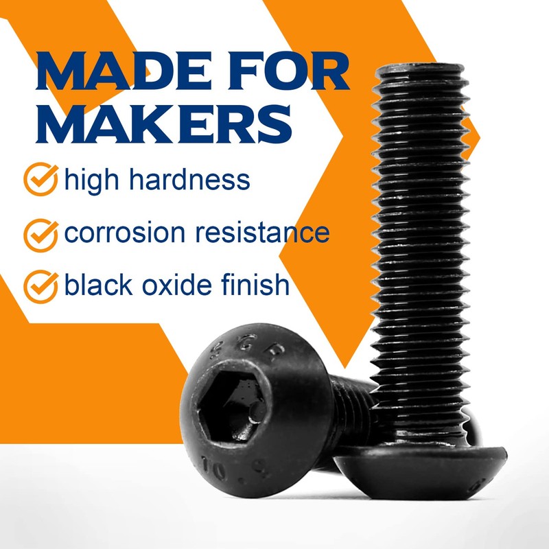 (60 Pieces) M4 x 40 mm Rounded Head Screws with