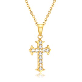 AOROCO Cross Necklace For Women, 14K Gold Plated Cross Necklace Dainty Gold Cross Pendant Necklace for Women Trendy Gold Jewelry Gifts for Women