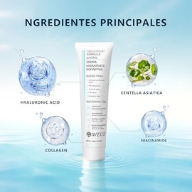 WEUD Crema Coreana Original, Crema Hidratante con Niacinamide, Centella Asiática, Colágeno, Hialuronato de Sodio, 100% Natural, Hipoalergénica, Crema 