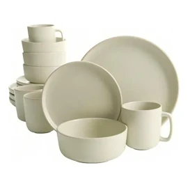 Gibson Home Zuma Juego De 16 Platos Redondos De Cocina, Color Crema/pistacho