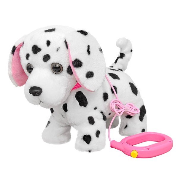 YH YUHUNG Dog Toy Walking and Barking with Leash, Dalmatian Dog Interactive Plush Animals for Children, Ages 3 and Up