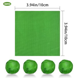100 Pcs 4 * 4In Chocolate Candy Wrappers, Aluminium Foil Paper Wrapping Papers Foil Candy Wrappers Square Aluminium Foil Candy Wrappers for DIY Brownies, Fruit Bars, Candy Chocolate Packaging (Green)