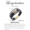 Cross Leather Bracelet for Men Black Stainless Steel Braided Men's