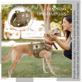 SALFSE Tactical Dog Training Harness Outdoor Working Vest Adjustable Military MOLLE Dog Vest Harness with Rubber Handle