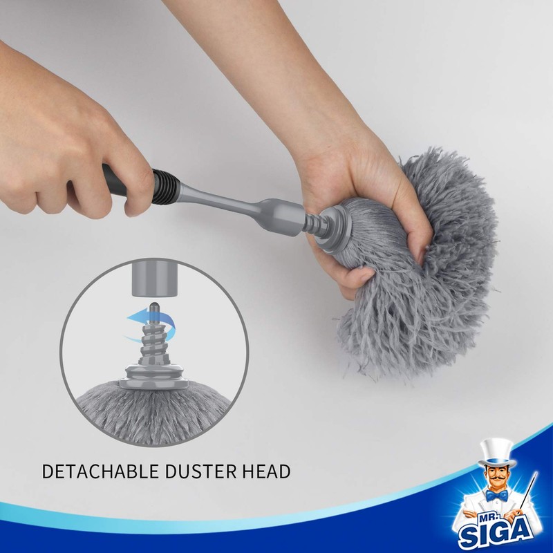 MR.SIGA Microfiber Delicate Duster Refills, Detachable and Washable Duster Head,