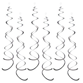 PIGETALE 30 Pieces Iridescent Black Party Hanging Swirl Decorations Plastic Streamers Foil Swirls Ceiling Decorations Birthday Bachelorette Bridal Shower Baby Shower Graduation Decorations 2023