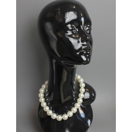 Caprilite 18mm Large Big Giant Faux Pearl Bead Statement Necklace Choker Vintage - Royal Blue