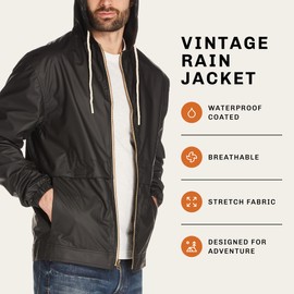Weatherproof Vintage Men’s Lightweight Waterproof Coated Hooded Rain Jacket – Best Travel Rain Jacket, Windbreaker Raincoat with Hood for Men, Light Waterproof Rain Slicker, Black Medium