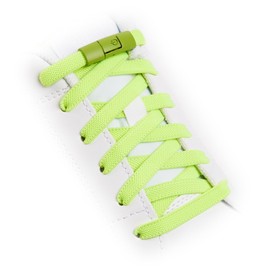 TEEZY No Tie Shoe Laces for Trainers | Premium Elastic Weave & Chrome Buckle | Adult/Kids Tieless Elastic Shoelaces | ORIGINAL (Fluorescent Green)