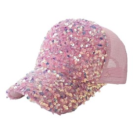 Whakano Glitter Baseball Cap Women's Baseball Cap with Sequins, Mesh Cap Baseball Cap, Outdoor Sun Protection, Sports Cap, Sun Hat, Baseball Hat, Hat for Sports, Caps Hats UV Protection, pink