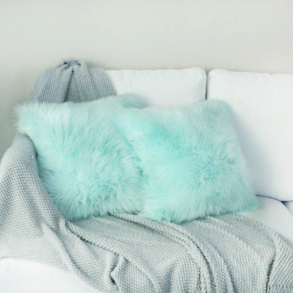 YDFYX 2 Pieces Faux Fur Throw Cushion Cover, Deluxe Home