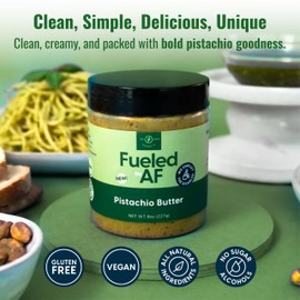Fueled AF Pistachio Nut Butter Spread, Pistachio Butter Spread, only 2 Ingredients, GF, Vegan, Keto and Paleo friendly (8 ounce Jar)