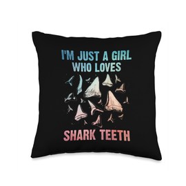 Cool Shark Teeth Art For Girls Women Fossil Megalodon Tooth Throw Pillow