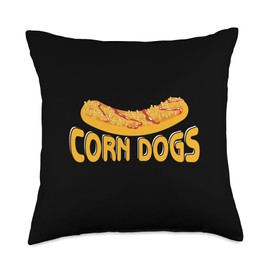 Corn Dogs Realistic Design With Toppings – Crispy Fair Food Throw Pillow