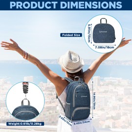 ZOMAKE 20L Lightweight Packable Hiking Backpack for Women Men - Small Hiking Daypack for Travel - Tear Resistant Foldable Day Pack for Camping Outdoor Sports(Navy Blue)