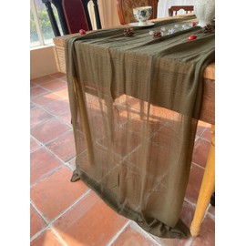 Table Runner Cheesecloth 120 Inch 10 FT Rustic Boho Cheese Cloth Table Runner for Wedding Baby Shower Bridal Shower Sheer Gauze Centerpiece Home Decorations (Olive Green)
