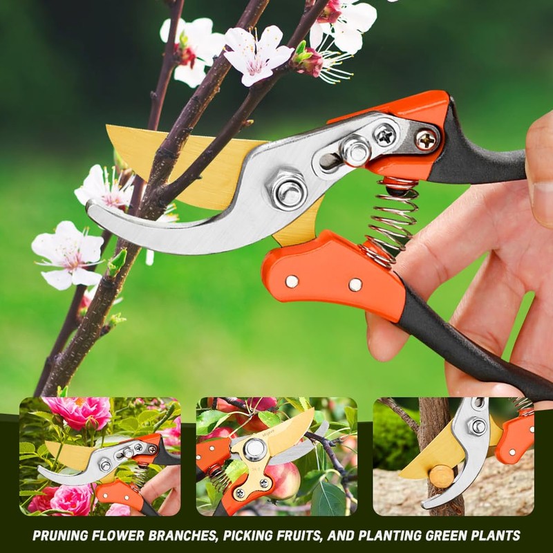 Garden Shears, Sharp Japanese SK5 Steel Blade Effortlessly Prunes 1/4"