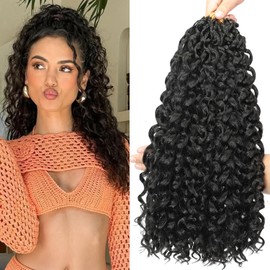 Gogo Curl Crochet Hair 18 Inch 9 Packs Ocean Wave Curly Crochet Hair for Black Women Pre-Looped Deep Wave Water Curly Braiding Extensions (1B#, 18 Inch(9 Packs))