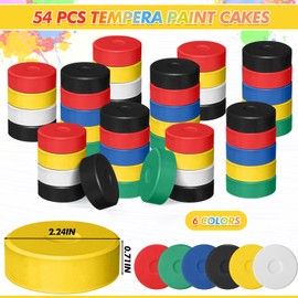 Engrowtic Tempera Paint Cakes Large Washable Tempera Cakes Art Supplies for Classroom Art Painting Drawing(Classic Color, 54 Pcs)