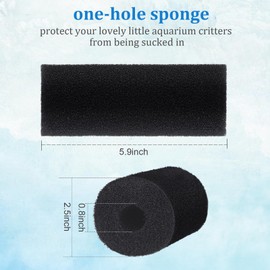 Gulfmew 5.9'' Big Prefilter Sponge Foam Replacement Filtration Kit for Aquarium 0.8" Intake Shrimp Fry Fish Tank Filter, 5.91" x 2.56'' Replacement Foam Cover, 12 Pack