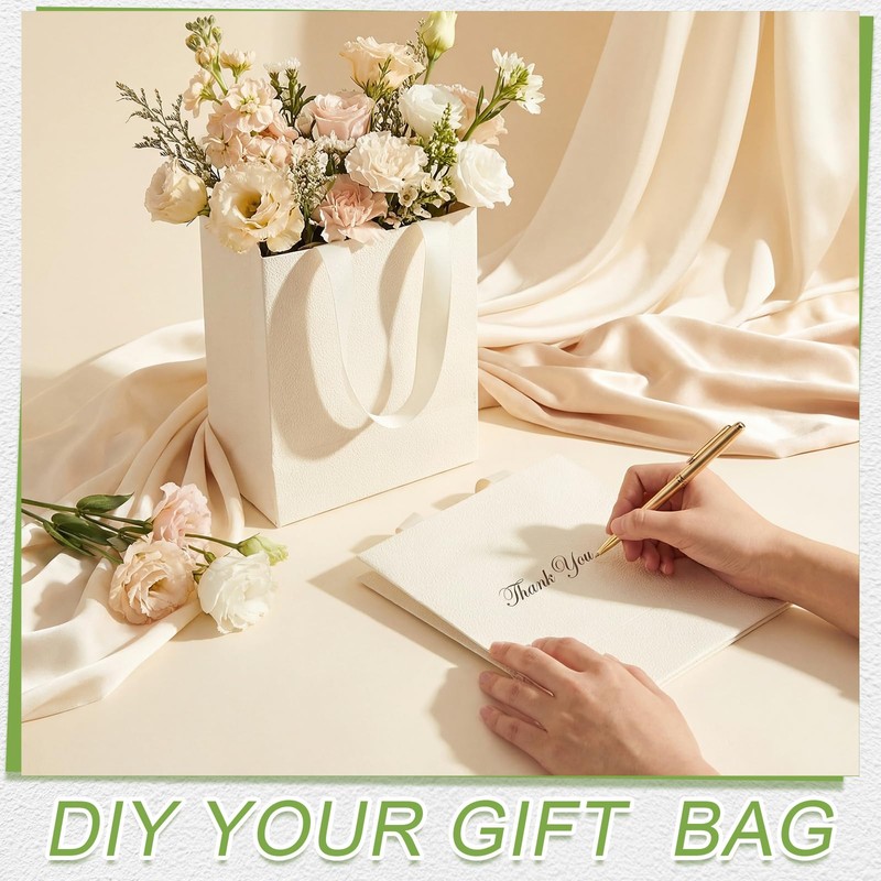 Gilprop 50 Pcs Beige Wedding Mini Gift Bags with Ribbon