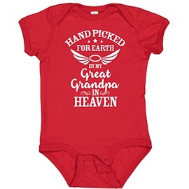 inktastic Handpicked for Earth By My Great Grandpa in Heaven Baby Bodysuit Newborn Red 37292