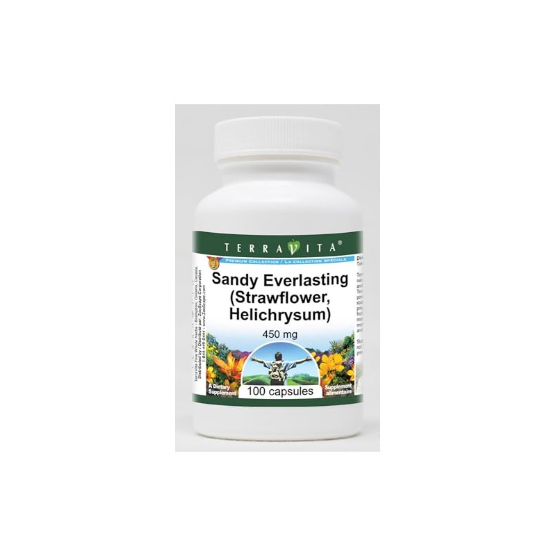 Sandy Everlasting (Strawflower, Helichrysum) - 450 mg (100 Capsules, ZIN: