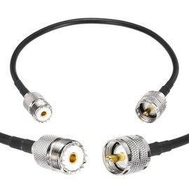 MECCANIXITY 2PCS RG58 Coaxial Cable 1ft/0.3 M, UHF PL-259 Male to UHF SO 239 Female Coax Cable 50 Ohm Low Loss Cable for CB Radio, Ham Radio, Antenna Analyzer