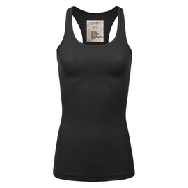 ALLLA Casual Basic Tank Top Racerback Fitted Stretchy Layer Undershirts (S-3XL) White,Beige,Heather Grey,Black-Medium