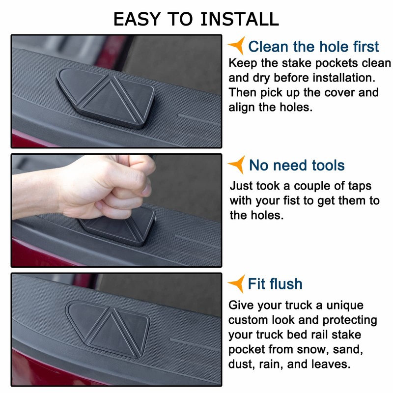 JKCOVER Bed Rail Stake Pocket Covers Compatible with 2014-2018 Chevy