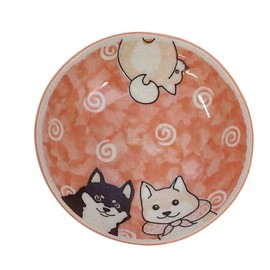 Tanaka Chopsticks Shop Shiba Inu 55 Shallow Pot Mino Ware, Pink, Diameter 6.7 x 1.9 inches (170 x 49 mm) No. 510699