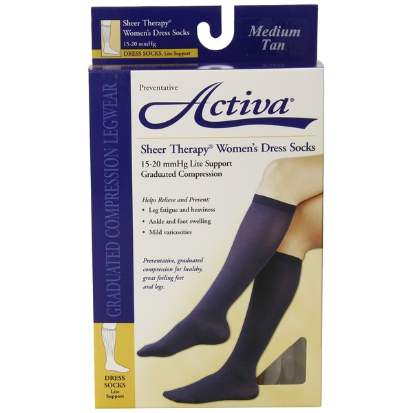 Activa Sheer Therapy 15-20 mmHg Women's Socks, Tan, Medium