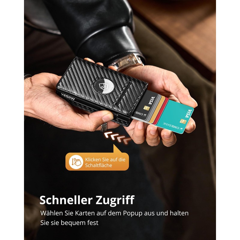 YESIIW Men's Airtag Wallet with Coin Compartment, Slim Wallet with