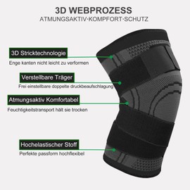 Knee Support Pack of 2 Sports Knee Support with Adjustable Straps Men Women Knee Sleeve for Knee Pain, Meniscus Tear, Arthritis, Tendonitis, Running, Climbing, Weights (Black, XL)