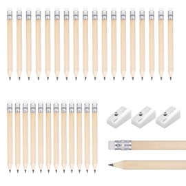 CYMYGS Golf Pencils,30Pcs Mini Pencils,Small pencils with Rubbers,Chunky Pencil for Toddler,HB Small Pencil with 3 Pencil Sharpeners for School,Office,Classroom,Bridal Wedding and scoring(Wooden)