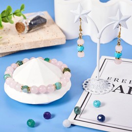 Crafans Rose Quartz Gemstone Beads Faceted Rondelle Natural Turquoise&Green Agate&Tiger Eye Gemstone Beads Natural Stone Spacer Beads for DIY Jewelry Making，40Pcs