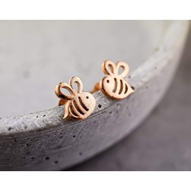 925 Sterling Rose Gold-Plated Mini Stud Earrings "Busy Bee"