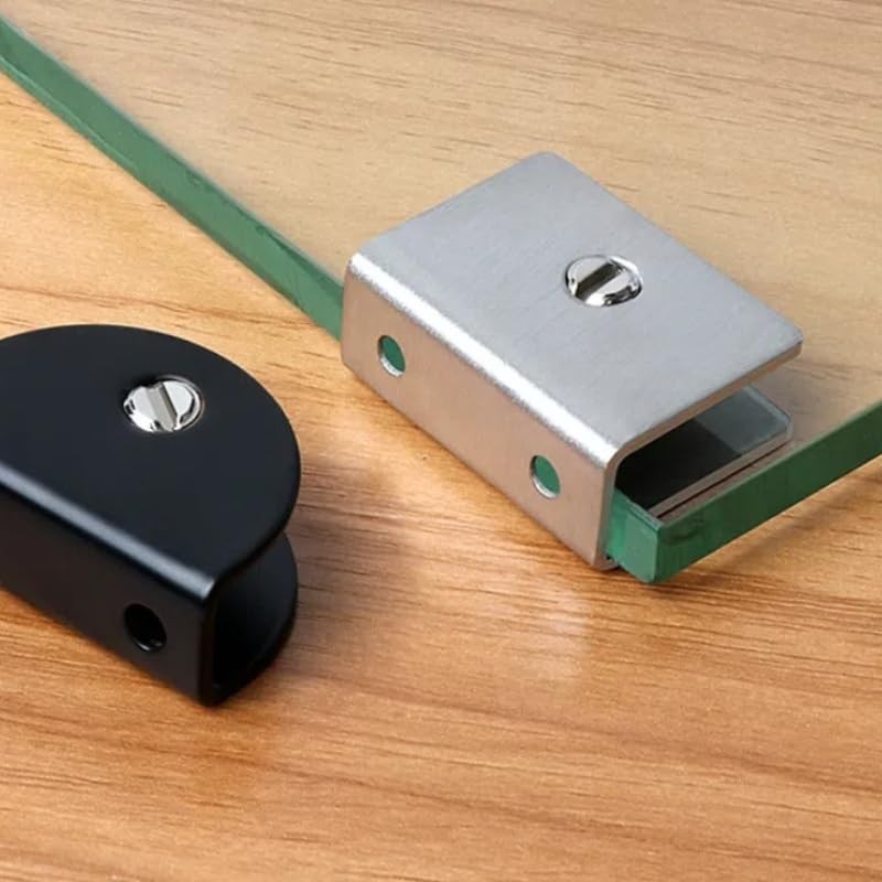 4Pcs Solid Glass Clamp,Square Glass Shelf Clamp Clip,Stainless Steel Clip