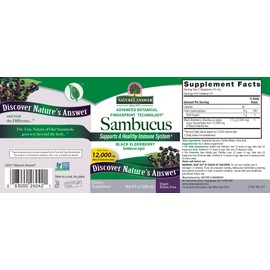 Nature's Answer Sambucus Elderberry Supplement in Plastic Bottle Light Weight Non Breakable Bottle Alcohol-Free Original 16 Fluid Ounce