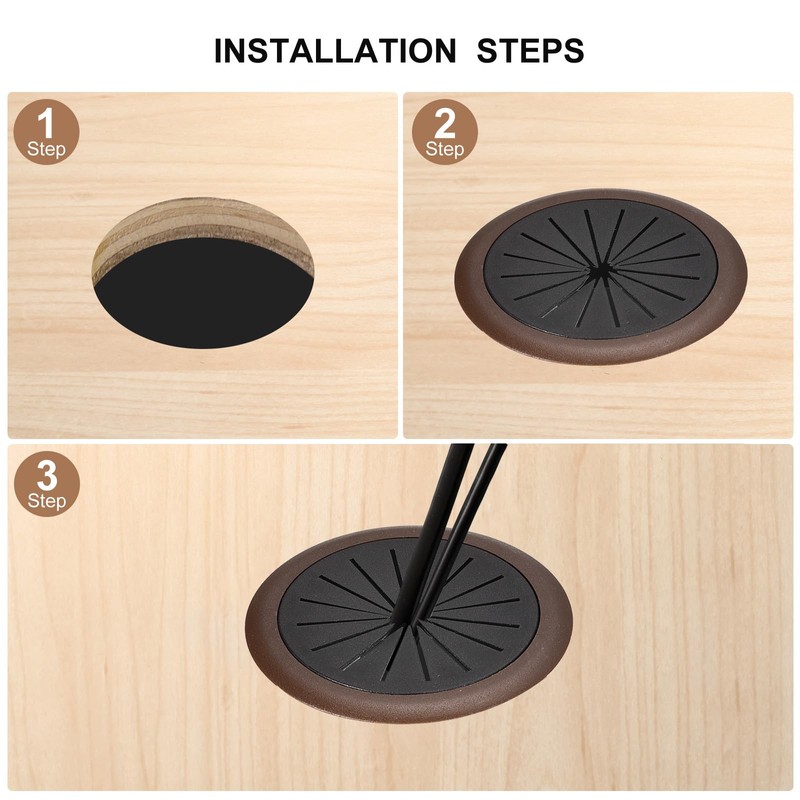 QUARKZMAN 2 Piece Cable Hole Cover, 60mm (2-3/8") ABS Desk