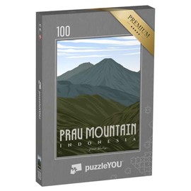 puzzleYOU: Jigsaw Puzzle 100 Pieces "Prau Mountain Indonesia - Vintage Illustration"